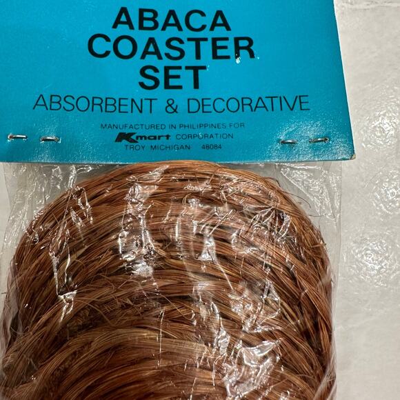 Vintage Kmart New Abaca Coasters 6 pc set absorbent decorative 3.5” diameter - Picture 2 of 5